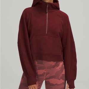 Lululemon Scuba Oversized 1/2 Zip Hoodie Red Merlot XS/S New Condition